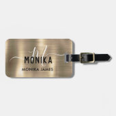 Monogram Faux Goud Metaal Gestylde Douane Bagagelabel (Voorkant horizontaal)