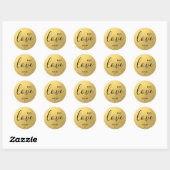 Monogram Faux Gouden Folie LIEFDE Script Zwart Bru Ronde Sticker (Vel)