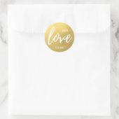 Monogram Faux Gouden Folie LIEFDE Script Zwart Bru Ronde Sticker (Tas)