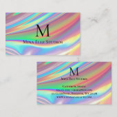 Monogram Faux Holografische Regenboog Visitekaartje (Voorkant / Achterkant)