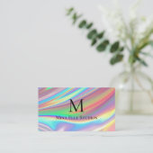 Monogram Faux Holografische Regenboog Visitekaartje (Staand voorkant)
