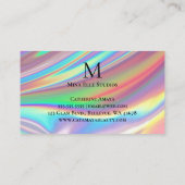 Monogram Faux Holografische Regenboog Visitekaartje (Achterkant)