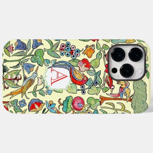 Monogram  Faux Ingeborduurd Patroonfoon Case-Mate iPhone Case (Achterkant (horizontaal))