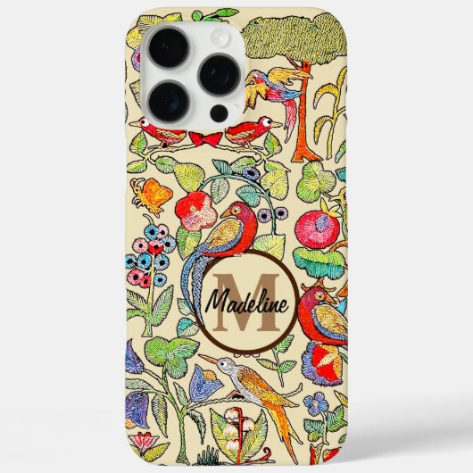 Monogram Faux Ingeborduurd Patroonfoon Case-Mate iPhone Case (Achterkant)