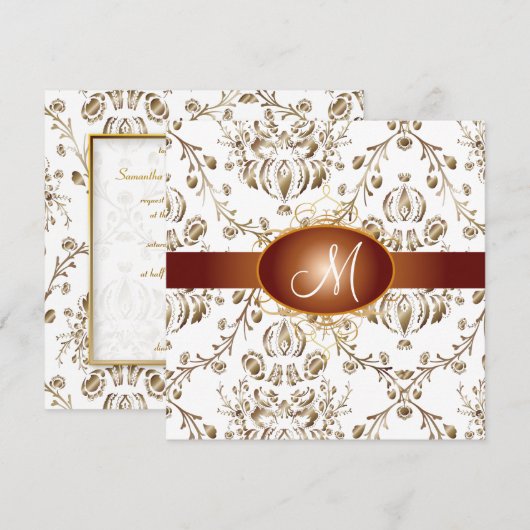 Monogram faux koper demask/white kaart (Voorkant / Achterkant)