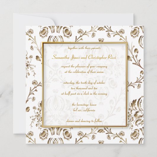 Monogram faux koper demask/white kaart (Achterkant)