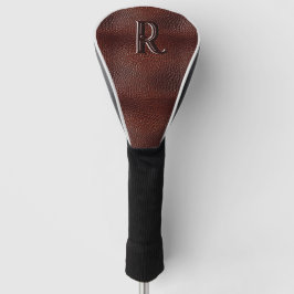 Monogram Faux leder bruin reliëf Golfheadcover