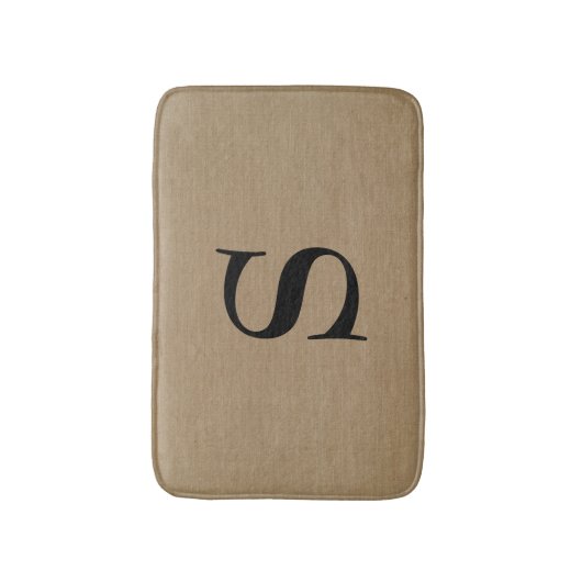 Monogram faux linen burlap rustige initiaal badmat (Voorkant Verticaal)