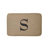 Monogram faux linen burlap rustige initiaal badmat (Voorkant)