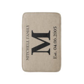 Monogram faux linen burlap rustige initiaal bruilo badmat (Voorkant Verticaal)