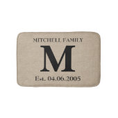 Monogram faux linen burlap rustige initiaal bruilo badmat (Voorkant)