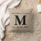 Monogram faux linen burlap rustige initiaal bruilo kussen (Deken)