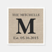 Monogram faux linen burlap rustige initiaal servet (Voorkant)