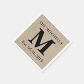Monogram faux linen burlap rustige initiaal servet (Hoek)