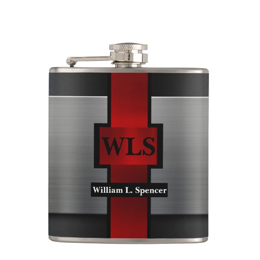 Monogram Faux Metal Vinyl Wrapped Kolf Heupfles (Voorkant)