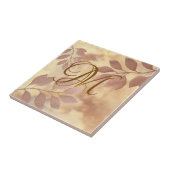 Monogram Faux Roos Gold bladeren Keramische Tegel Tegeltje (Zijkant)