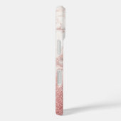 Monogram Faux Roos Gold Glitter White Marble Ombre Case-Mate iPhone Case (Achterkant / Rechts)