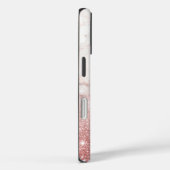 Monogram Faux Roos Gold Glitter White Marble Ombre Case-Mate iPhone Case (Achterkant / Rechts)