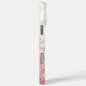 Monogram Faux Roos Gold Glitter White Marble Ombre Case-Mate iPhone Case (Achterkant / Rechts)
