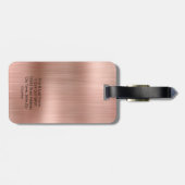 Monogram Faux Roos Gold Metal Steel Styled Custom Bagagelabel (Achterkant horizontaal)