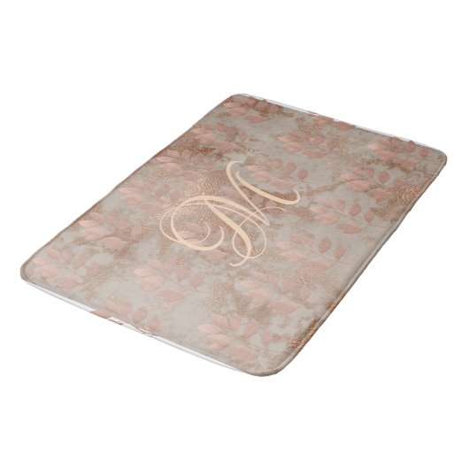Monogram Faux Roos Gold Patroon Bath Mat (Gekanteld)