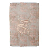 Monogram Faux Roos Gold Patroon Bath Mat (Voorkant Verticaal)