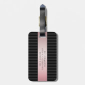 Monogram Faux Roos Gold | Zwarte & Grijze Strepen Bagagelabel (Achterkant verticaal)