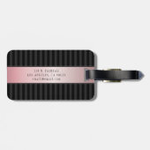 Monogram Faux Roos Gold | Zwarte & Grijze Strepen Bagagelabel (Achterkant horizontaal)