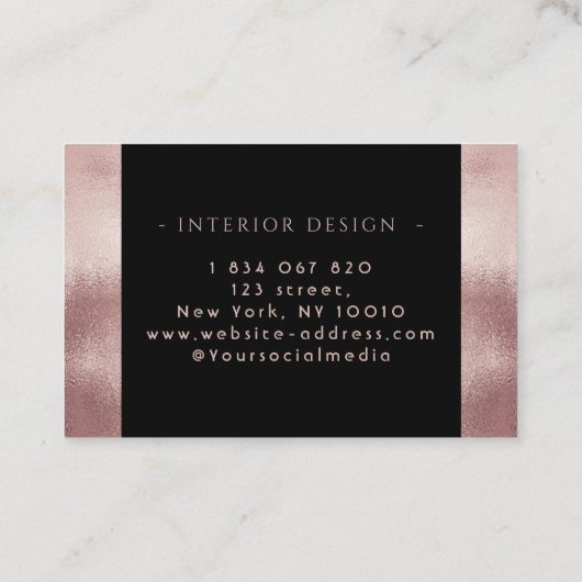 Monogram Faux Roos Goud Minimalist Visitekaartje (Achterkant)