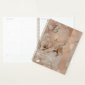 Monogram Faux Roos Gouden Bloemen Swirl Planner (Display)