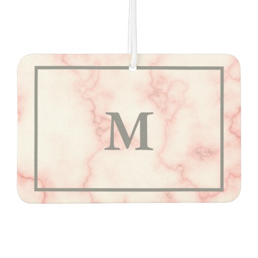 Monogram Faux roze marmer Luchtverfrisser (Voorkant)