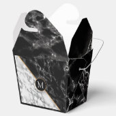 Monogram Favor Box Black White marble Stone Bedankdoosjes (Geopend)
