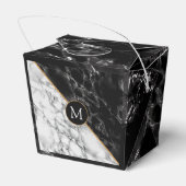 Monogram Favor Box Black White marble Stone Bedankdoosjes (Achterkant)