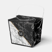 Monogram Favor Box Black White marble Stone Bedankdoosjes (Voorkant Zijde)