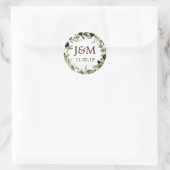 Monogram Favor Stickers Groene planten Burgundyroo (Tas)