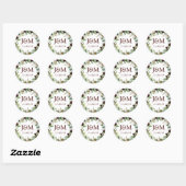 Monogram Favor Stickers Groenelementen Burgundy (Vel)