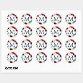 Monogram Favor Stickers Navy Bourgondië (Vel)