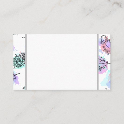 Monogram | Feathers Boho Pattern Visitekaartje (Achterkant)