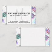 Monogram | Feathers Boho Pattern Visitekaartje (Voorkant / Achterkant)
