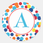 Monogram Feest Stippen Verjaardagsstickers Ronde Sticker (Voorkant)