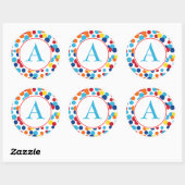 Monogram Feest Stippen Verjaardagsstickers Ronde Sticker (Vel)