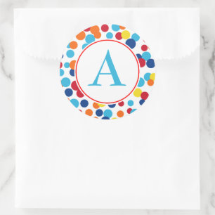 Monogram Feest Stippen Verjaardagsstickers Ronde Sticker