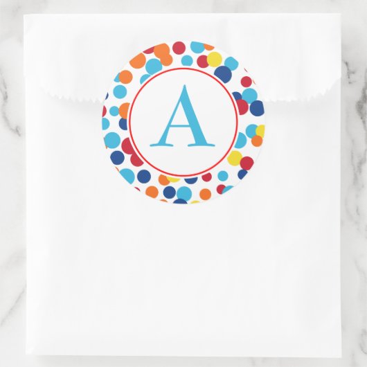 Monogram Feest Stippen Verjaardagsstickers Ronde Sticker (Tas)