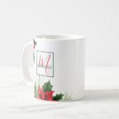 Monogram Feestdagen van de botanische waterverf Koffiemok (Voorkant links)