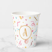 Monogram, Feestelijke Pasen Patroon 8oz Papier Cup Papieren Bekers (Voorkant)
