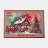 Monogram Feestelijke Vintage Kerst op bruin | Deurmat (Voorkant)