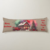 Monogram Feestelijke Vintage Kerst op bruin | Lichaamskussen (Voorkant)