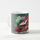 Monogram Feestelijke Vintage Kerst op groen | Koffiemok (Voorkant links)