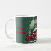 Monogram Feestelijke Vintage Kerst op groen | Koffiemok (Links)