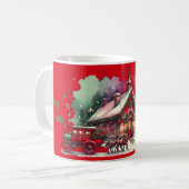 Monogram Feestelijke Vintage Kerst op rood | Koffiemok (Voorkant links)